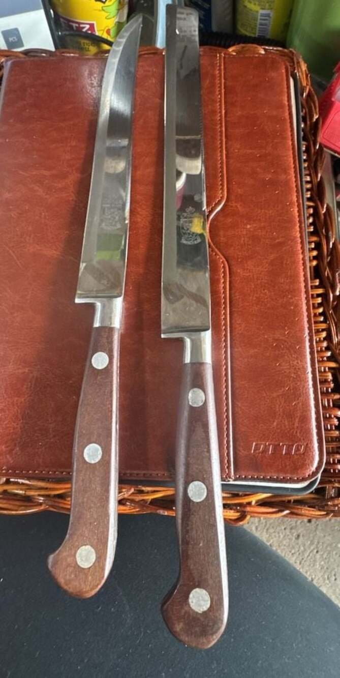 Vintage Kirk's Forged Stainless Sheffield England Carving Slicing Knife Set